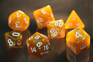 Drow Honey Marble Dice 7pc Set