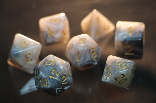 Grey Specter Marble Dice 7pc Set