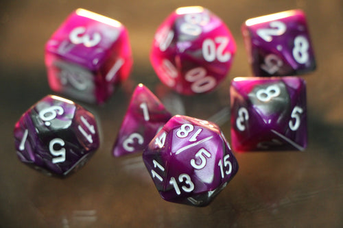 Passion Bliss Purple Marble Dice 7pc Set