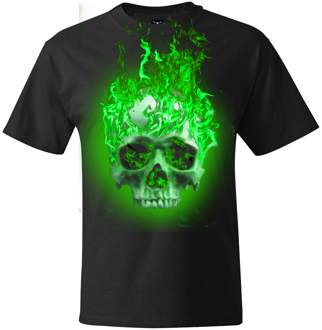 Skull With Green Flames T-Shirt